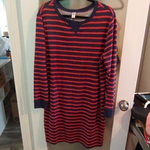 Old Navy Navy and orange stripe sweatshirt dress